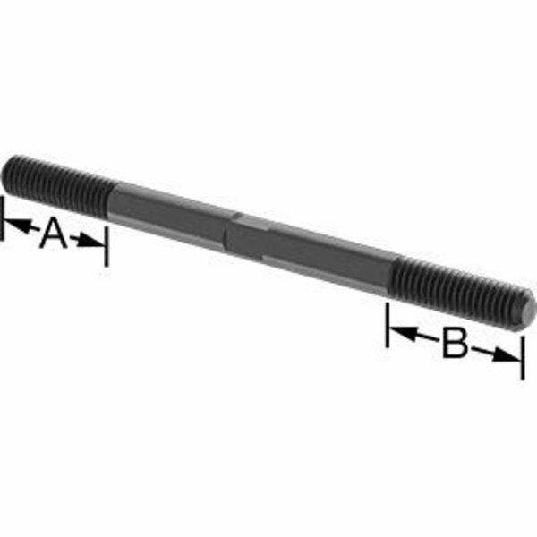Bsc Preferred Black-Oxide Steel Threaded on Both Ends Stud 3/8-16 Thread Size 5-1/2 Long 90281A646